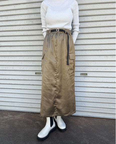 ＼期間限定SALE 20%OFF／【BOTTOMS&GOODS FAIR】《～10/31 thu.迄》サテンカーゴタイトスカート