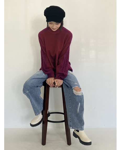 ＼期間限定SALE 20%OFF／【BOTTOMS&GOODS FAIR】《～10/31 thu.迄》箔ペイントデニムパンツ